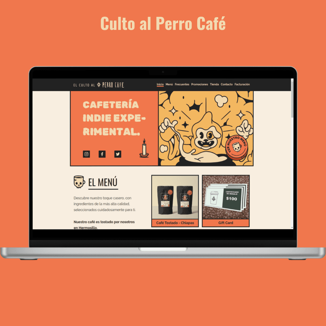 Screenshot of Culto al Perro Café landing page on desktop