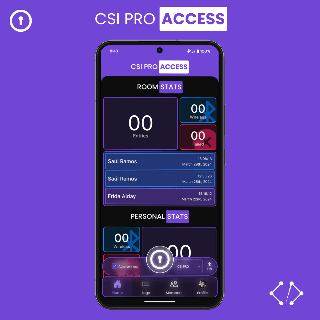 Screenshot of CSI PRO ACCESS Dashboard screen