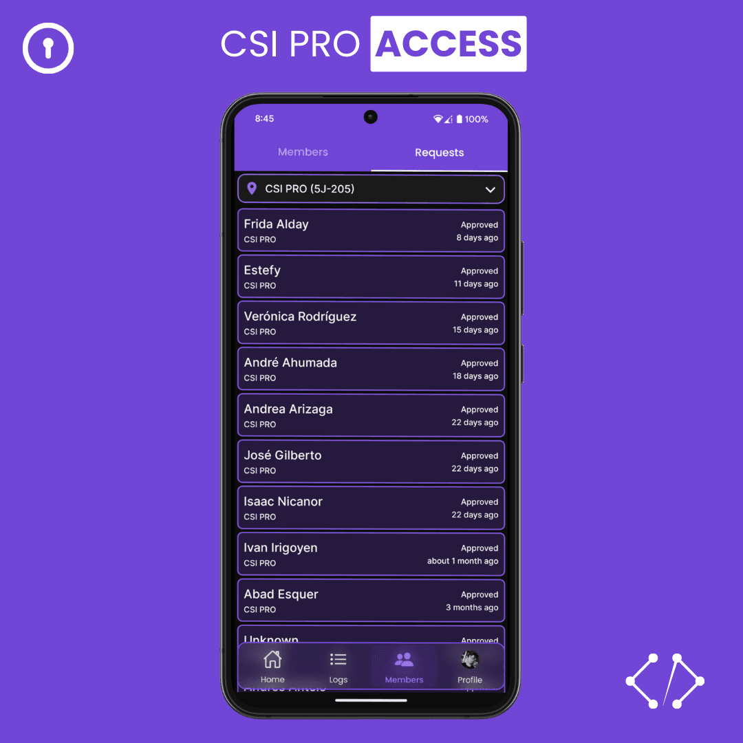 Screenshot of CSI PRO ACCESS Requests screen for admins