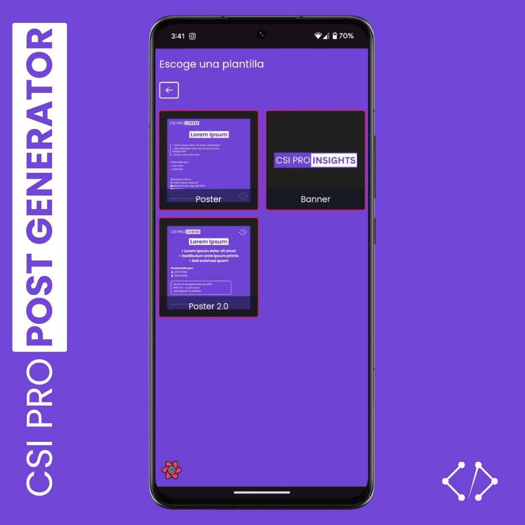 CSI PRO Post Generator's template selection on mobile